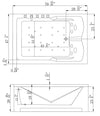 Empava Bathtub 71" Alcove Whirlpool 2-Person with Right Drain and 16 Jets Rectangular New