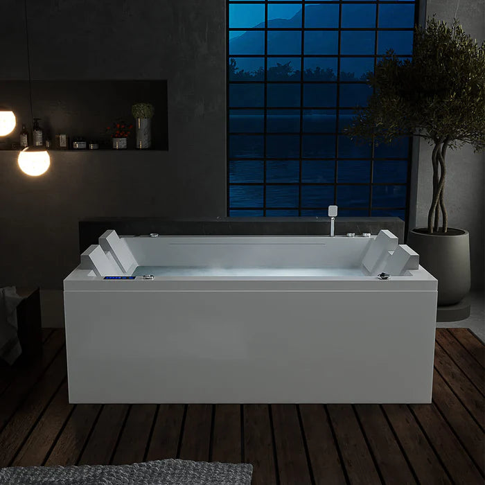 Empava Bathtub 71" Combination Massage Freestanding 2-Person LED Center Drain New