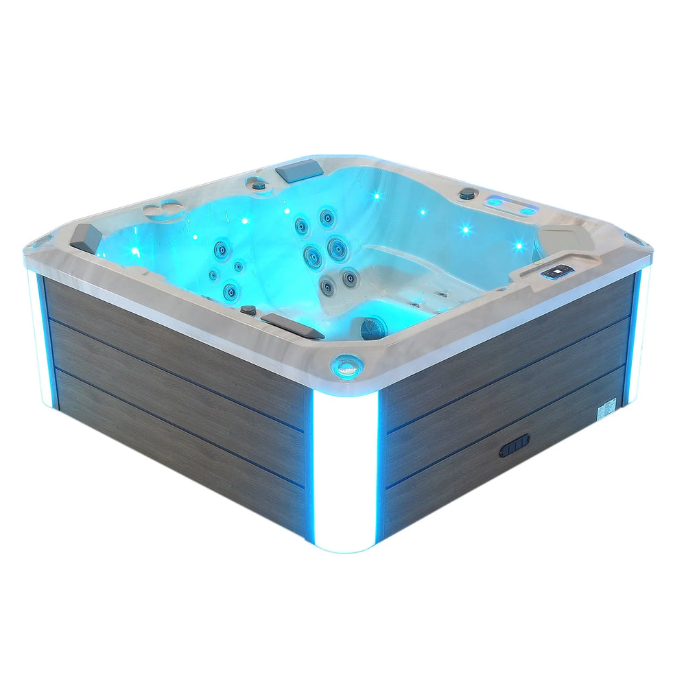 Empava Outdoor Hot Tub 87" x 35" Luxury Freestanding 5-Person LED-Lighted and 41 Jets Square New