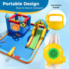 610W bounce house blower with handle, showcasing portable design and safety features for easy inflation and transport.