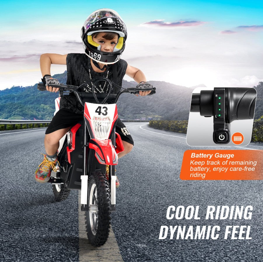 Vevor Kids Electric Ride-On Motorcycle 36V Ages 14+ Music and Retro Style New