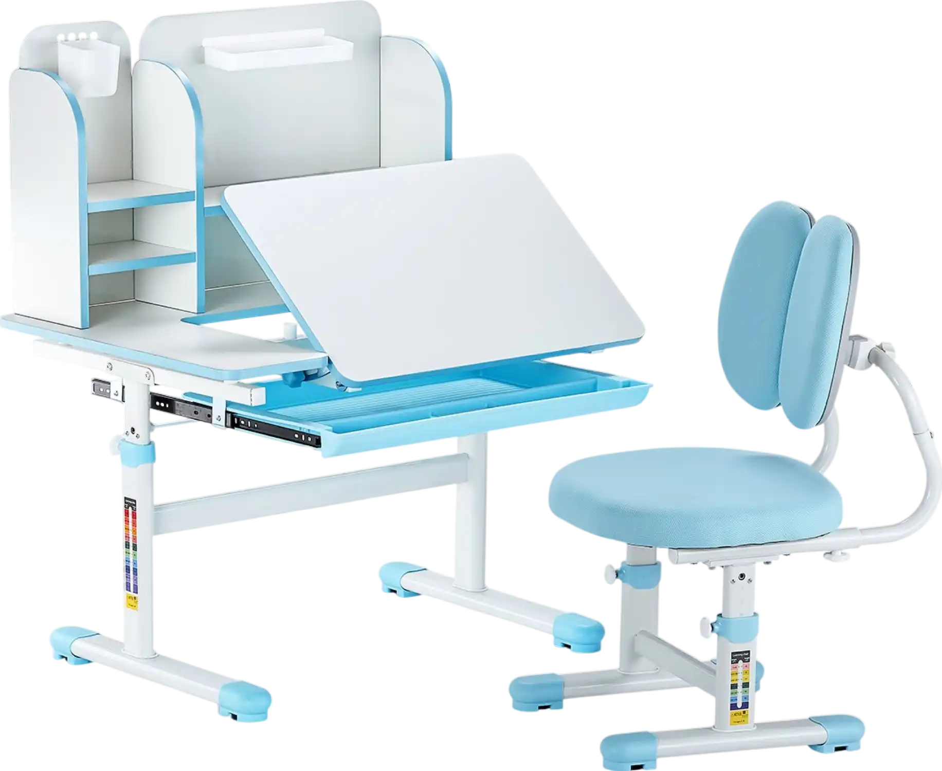 Vevor Kids Study Desk and Chair Set Height Adjustable with Bookshelf and Storage Drawer New