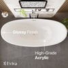 Eviva Bella 67" Bathtub Free-Standing Overflow Center Drain Acrylic Glossy White New