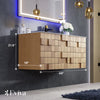 Eviva Mosaic 49" Bathroom Vanity Wall Mount Single Sink Integrated Solid Surface Countertop Natural Oak New