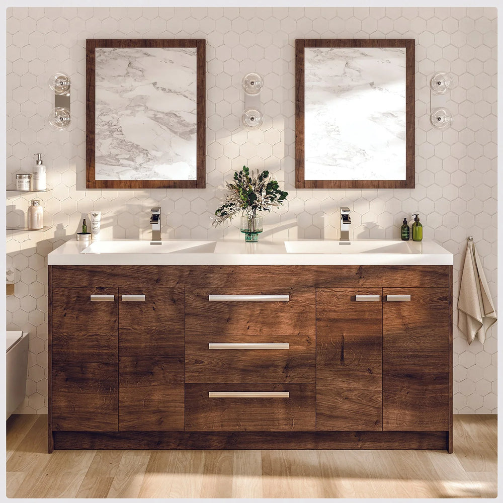 Eviva Lugano 72" Bathroom Vanity Double Sinks Integrated and Acrylic Countertop New