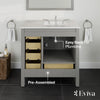 Eviva Aberdeen 36" Bathroom Vanity Single Sink Undermount Carrara Quartz Countertop New