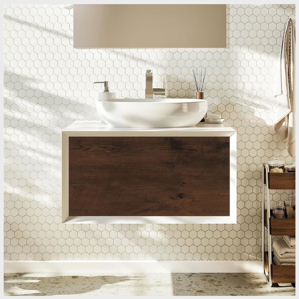 Eviva Santa Monica Bathroom Vanity 30" x 22" Wall Mount Single Sink Vessel Acrylic Countertop New