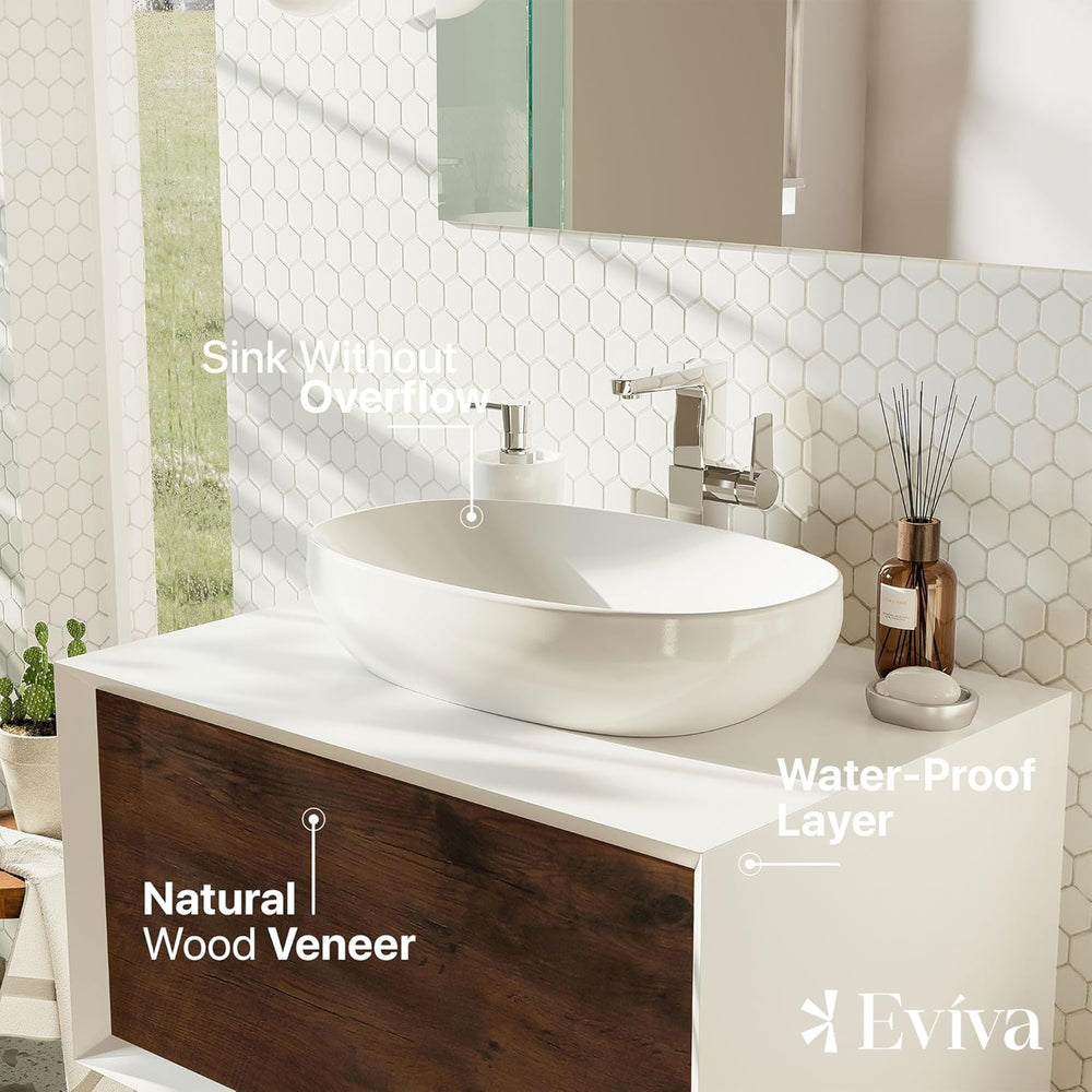 Eviva Santa Monica Bathroom Vanity 30" x 22" Wall Mount Single Sink Vessel Acrylic Countertop New