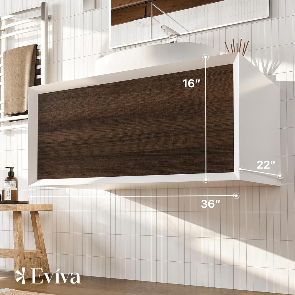 Eviva Santa Monica Bathroom Vanity 36" x 22" Wall Mount Single Sink Vessel Acrylic Countertop New