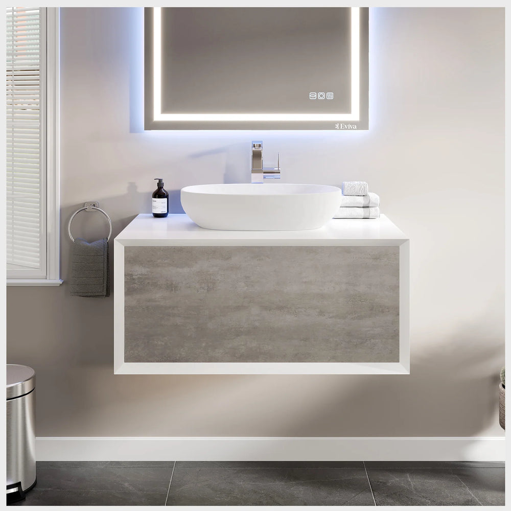 Eviva Santa Monica Bathroom Vanity 36" x 22" Wall Mount Single Sink Vessel Acrylic Countertop New