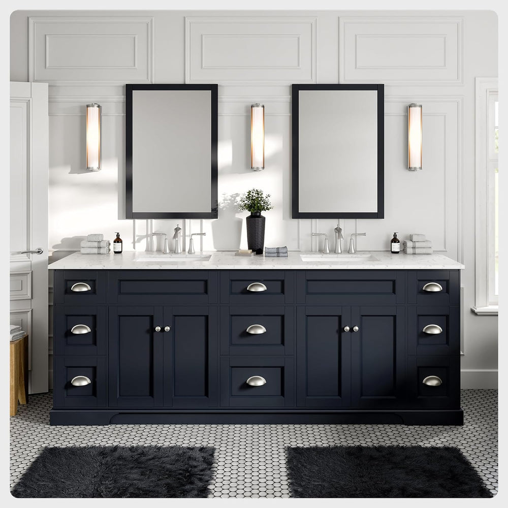 Eviva Epic 84" Bathroom Vanity Double Sinks Undermount Carrara Quartz Countertop New
