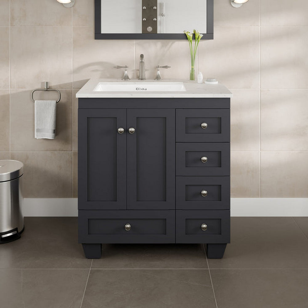 Eviva Acclaim 30" Bathroom Vanity Single Sink Undermount Carrara Quartz Countertop New