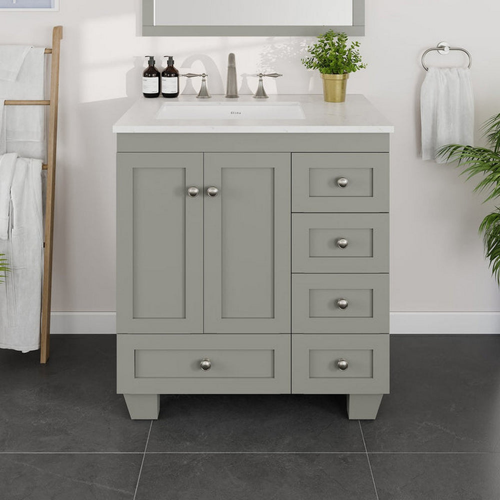 Eviva Acclaim 30" Bathroom Vanity Single Sink Undermount Carrara Quartz Countertop New