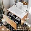 Eviva Madeira 36" Bathroom Vanity Wall Mount Single Sink Integrated Sink Acrylic Countertop Oak New
