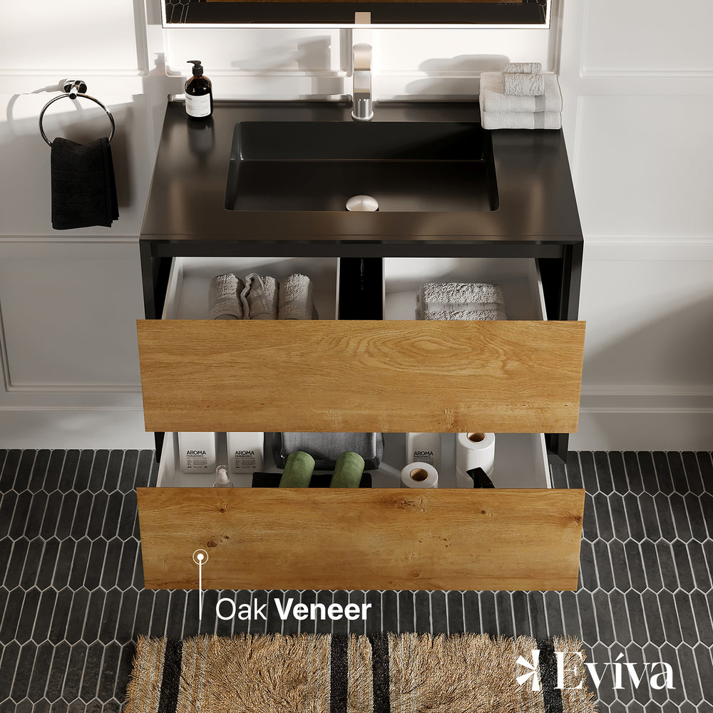 Eviva Vienna 36" Bathroom Vanity Wall Mount Single Sink Integrated Acrylic Countertop New