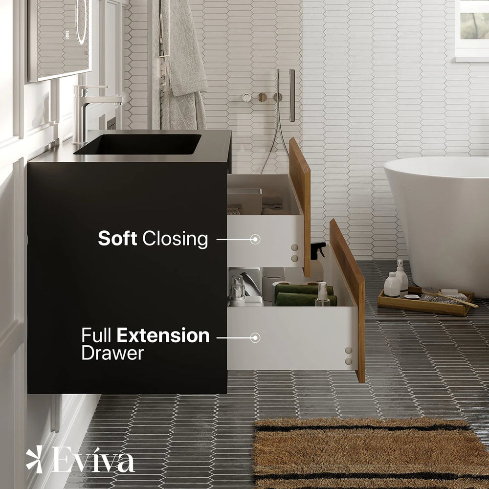 Eviva Vienna 36" Bathroom Vanity Wall Mount Single Sink Integrated Acrylic Countertop New