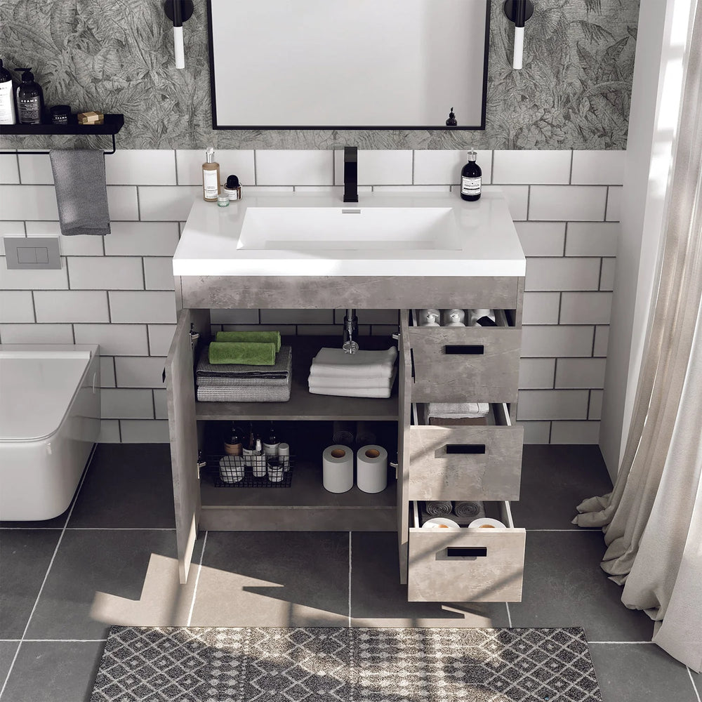 Eviva Lugano 36" Bathroom Vanity Single Sink Integrated and Acrylic Countertop New