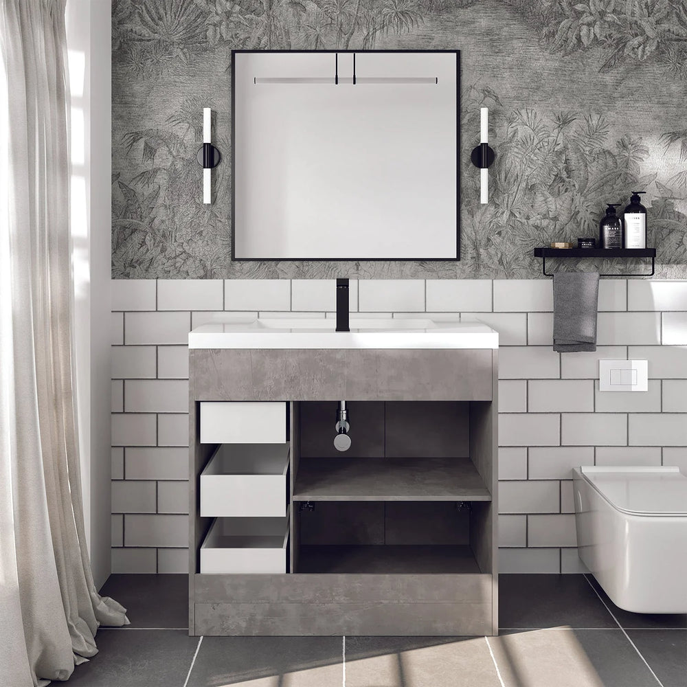 Eviva Lugano 36" Bathroom Vanity Single Sink Integrated and Acrylic Countertop New