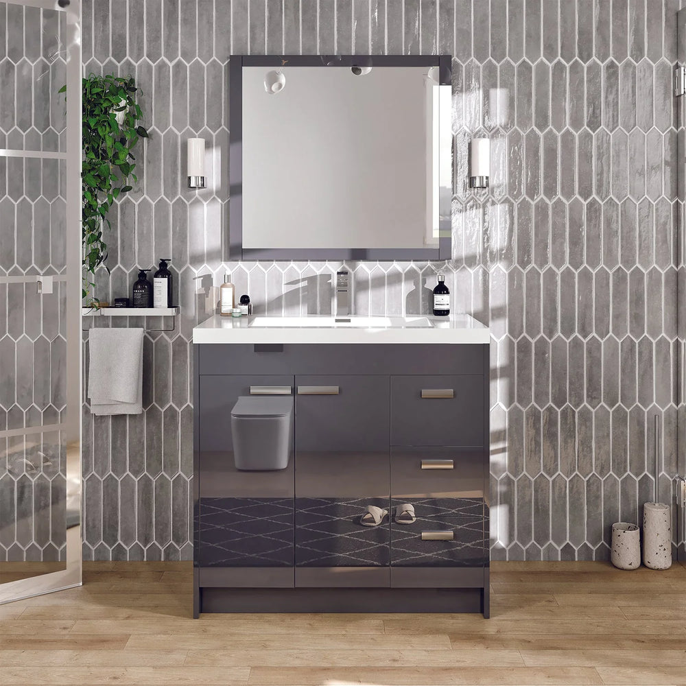 Eviva Lugano 36" Bathroom Vanity Single Sink Integrated and Acrylic Countertop New