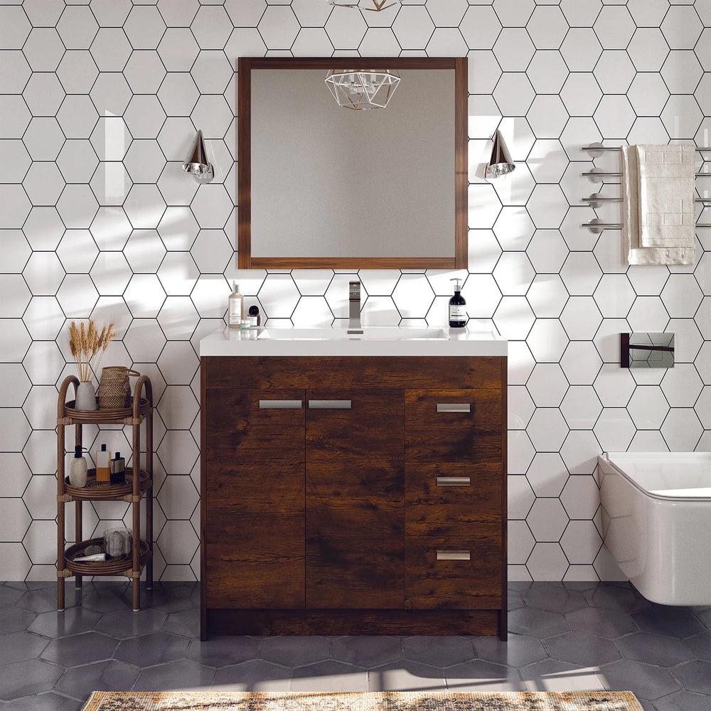 Eviva Lugano 36" Bathroom Vanity Single Sink Integrated and Acrylic Countertop New