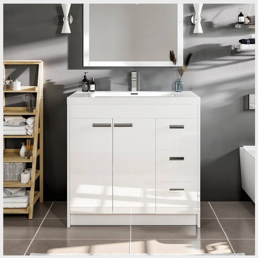 Eviva Lugano 36" Bathroom Vanity Single Sink Integrated and Acrylic Countertop New