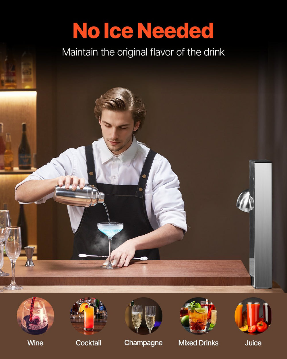 Vevor CO2 Glass Froster Pull-Down Lever Dry Ice Drink Chiller for Bars and Kitchens New