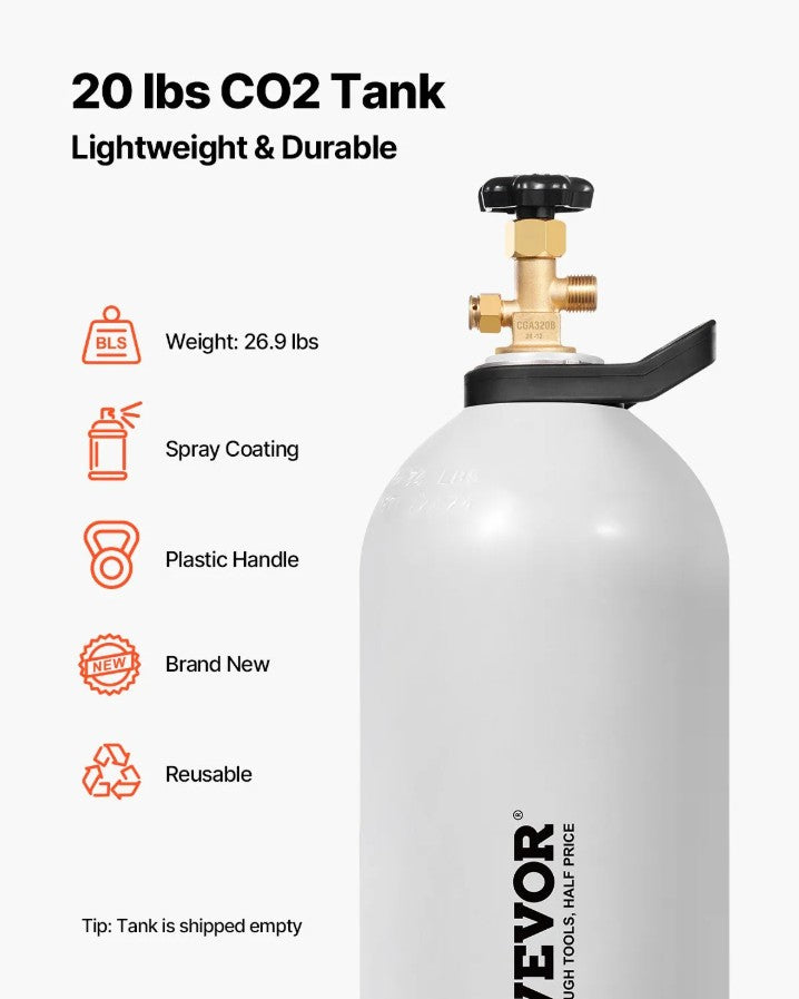 Vevor Aluminum CO2 Tank 20 Lb with Siphon Tube DOT Approved New