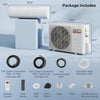 EchoCool Series 11500 BTU mini split air conditioner and heater pump system with remote control and installation.