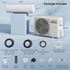 EchoCool Series 17000 BTU mini split air conditioner and heater pump system with remote control and installation.