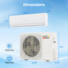 EcoGuard Series 12000 BTU mini split air conditioner dimensions, featuring outdoor unit and indoor unit specifications.