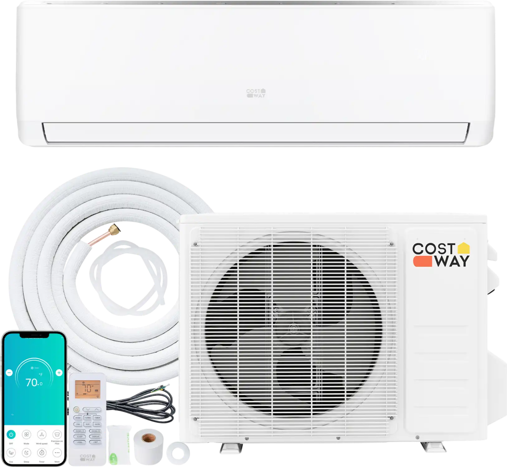 Costway 9000 BTU 20 SEER2 208-230V Mini Split Air Conditioner Heater 90200478 New