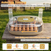 Egg incubator with temperature and humidity control holds 21 chicken eggs and features automatic egg turning for optimal hatching.