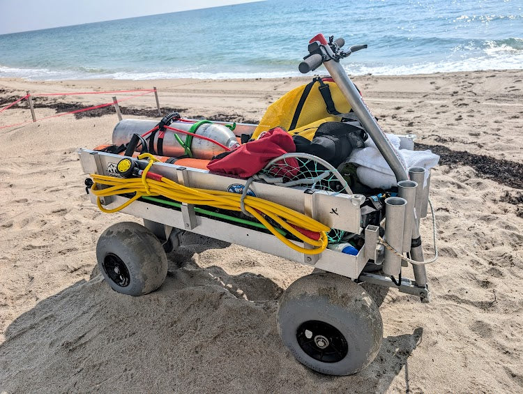 Alumacart Electric Big Kahuna BKEW Rust Resistant Extra Large Beach and Fishing Wagon with Rod Holders New