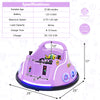 Purple 12V electric ride-on car with remote control, LED lights, and dual joysticks for safe, fun playtime.