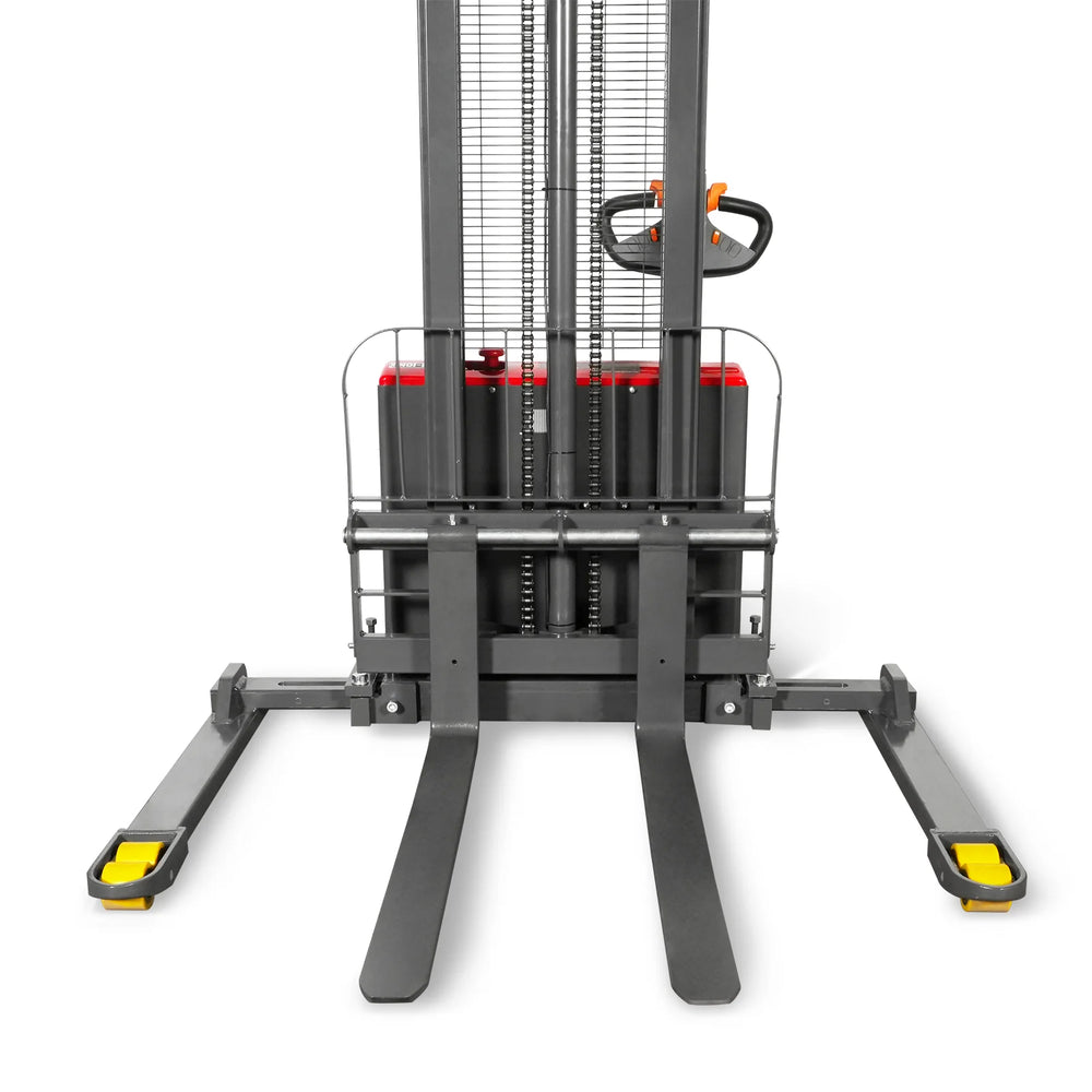 2640lbs Electric Straddle Stacker,  98" Lift,  Adjustable Legs & Forks,  F26-98SLA