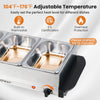 Electric buffet server with adjustable temperature, 3 removable stainless steel trays, and see-through lids for easy.