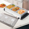 Electric buffet server with three removable trays, food-grade stainless steel, ideal for parties and catering.