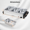 Electric buffet server food warmer with three removable stainless steel trays, adjustable temperature, and see-through.