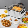 Electric Deep Fryer 5.3QT/21-Cup Stainless Steel 1700W with Triple Basket-Silver - Gallery View 1 of 13