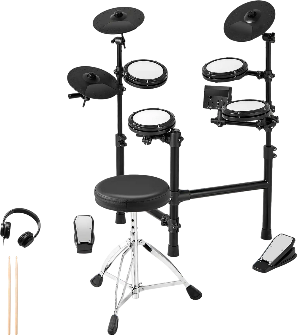 Electric Drum Set Foldable Drum Kit with 10 Demos and USB MIDI and 2 Drumsticks