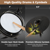 Close-up of double-layer mesh drum pad and premium silicone cymbal for the foldable electric drum set.