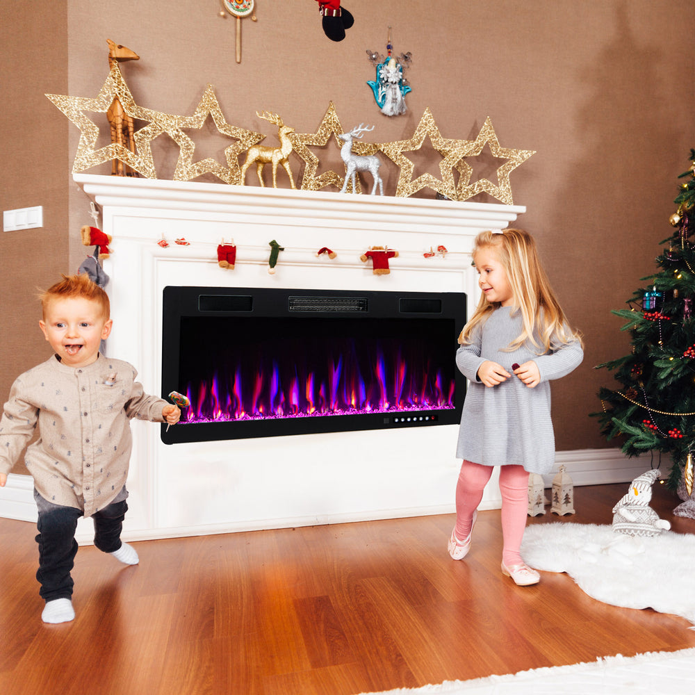 Electric Fireplace 40/50/60 Inches Recessed and Wall Mounted for 2' x 6' Stud-50 inches - Gallery View 1 of 10