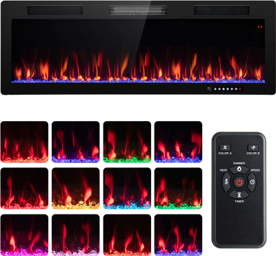 Costway Recessed & Wall Mounted Electric Fireplace 40/50/60