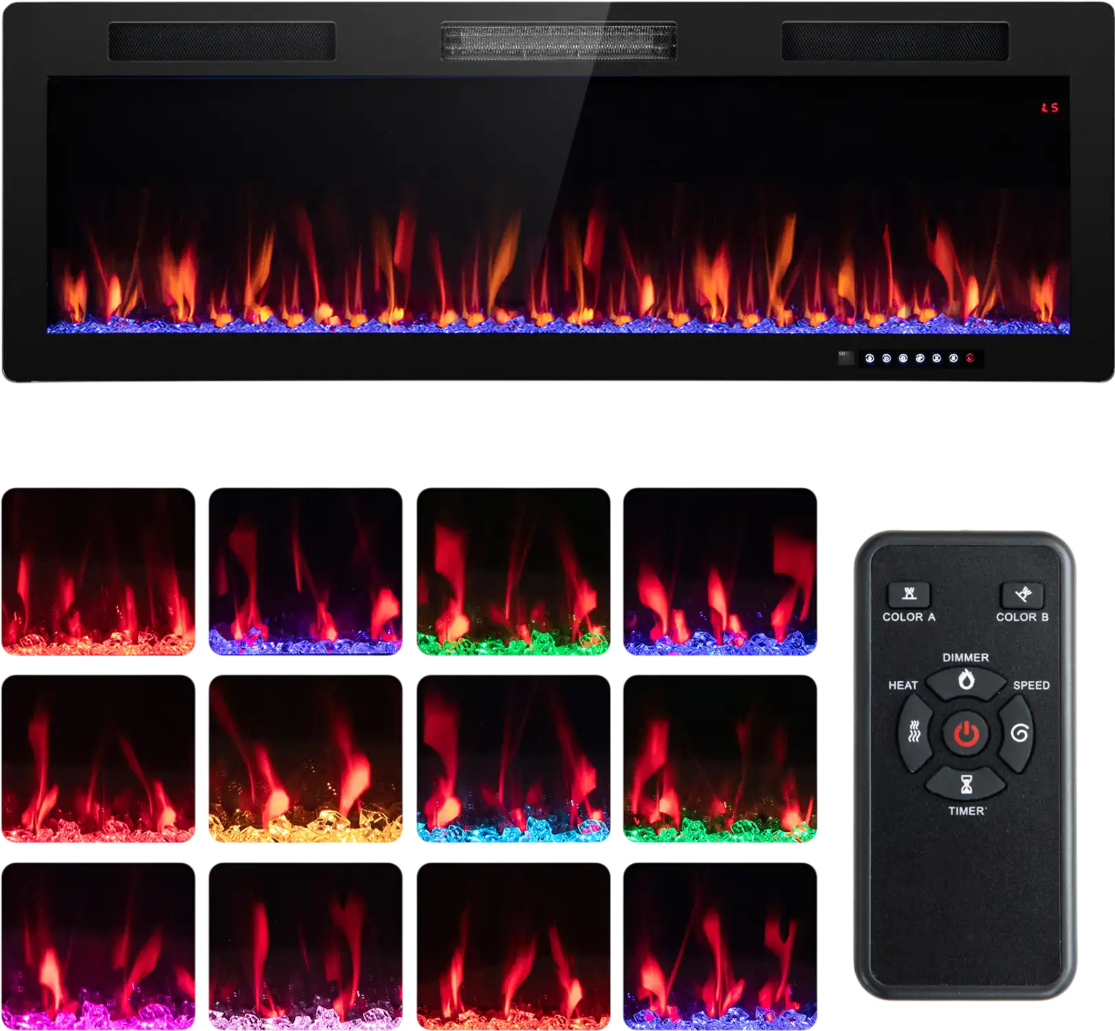 Costway Recessed/Wall Mounted Electric Fireplace 40/50/60