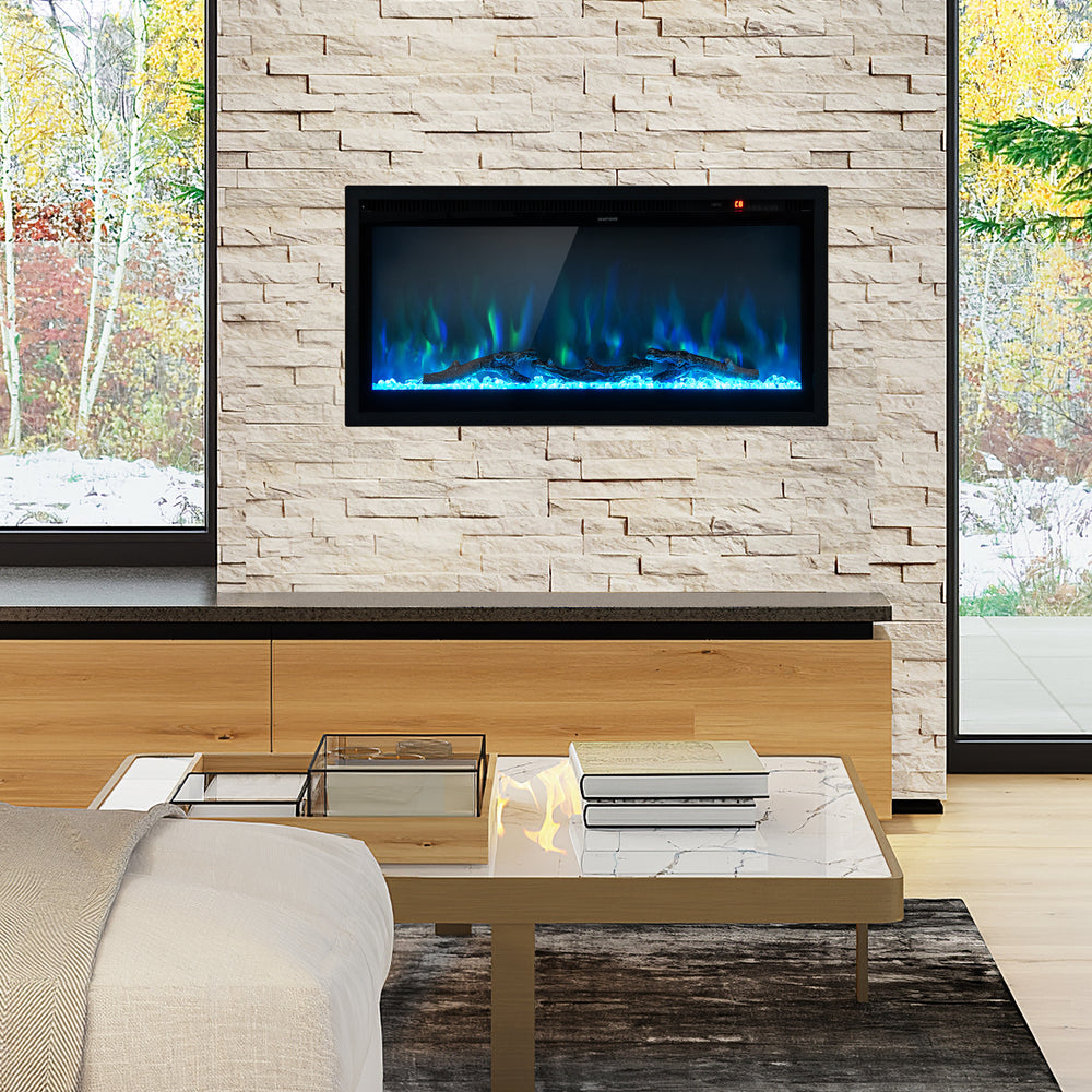 Electric Fireplace in-Wall Recessed with Remote Control and Adjustable Color and Brightness-36 inches - Gallery View 1 of 9