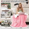 Electric heated blanket throw in pink, featuring 10 heat settings and soft sherpa fleece, ideal for cozy comfort on.