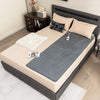 Electric heated mattress pad in gray, featuring 5 heating levels and overheat protection, designed for twin size beds.