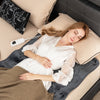 Electric heated mattress pad in gray, featuring five heating levels and a soft flannel surface for cozy comfort.