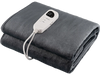 Gray electric heated mattress pad with 5 heating levels, soft flannel, and overheat protection for cozy comfort.