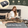 Electric heated mattress pad in gray, featuring 5 heating levels and overheat protection for safe, cozy warmth.